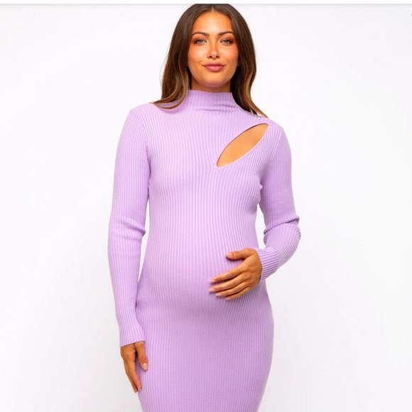 NEW!Lavander Cutout Fitted Maternity Knit Dress - Picture 2 of 11